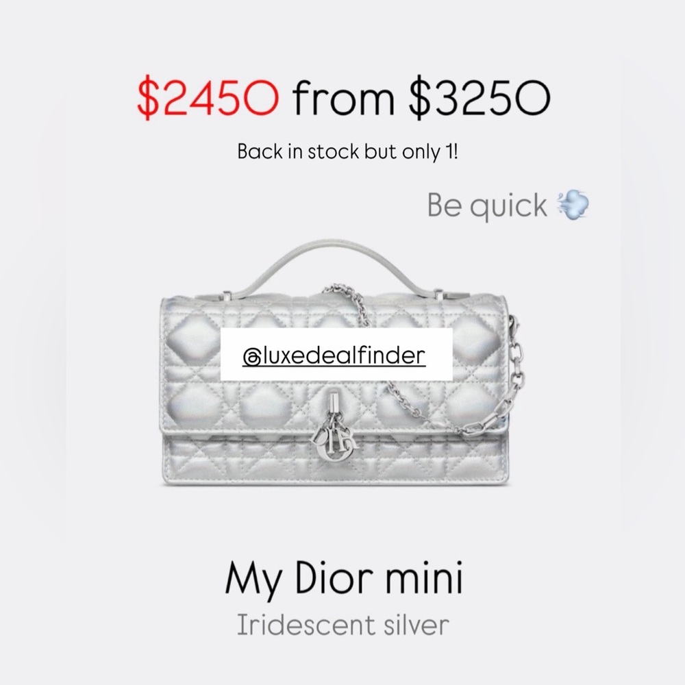 NWOT authentic My Dior mini bag in silver